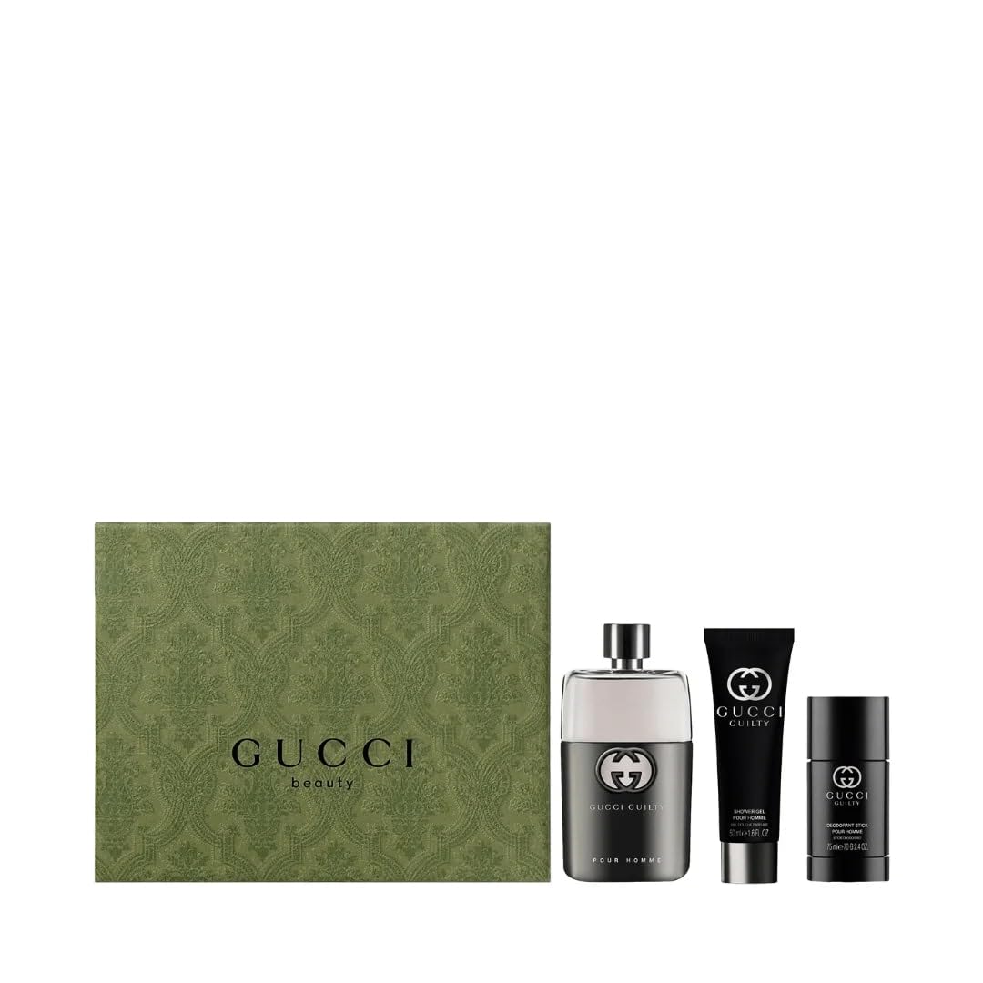 Gucci Guilty Pour Homme Men's 3-Piece Gift Set | 3.0 oz EDT, 1.5 oz Shower Gel, Deodorant Stick