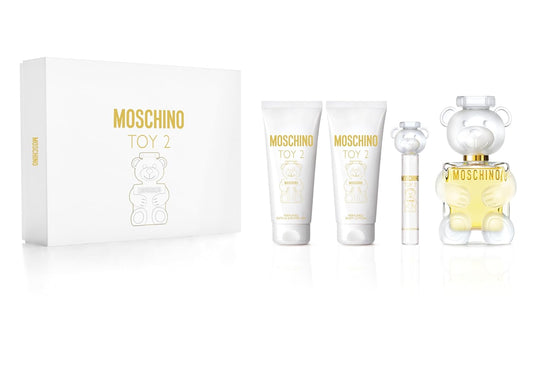 Moschino Toy 2 Pearl 4-Piece Gift Set for Women – 3.4 oz EDP Spray, 0.34 oz EDP Spray, 3.4 oz Shower Gel, 3.4 oz Body Lotion