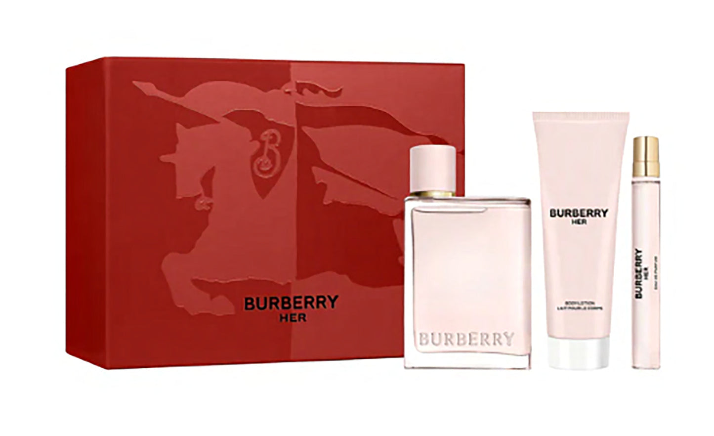 Burberry Her 3-Piece Gift Set for Women – 3.3 oz EDP, 0.33 oz EDP, 2.5 oz Body Lotion