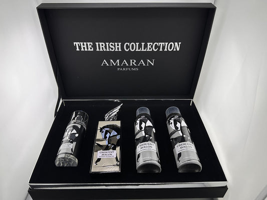 Amaran Crescent Avalon Men's Gift Set: 4 Pieces EDP Spray 2.8 Oz + Body Lotion 3.4 Oz +Shower Gel 3.4 Oz with Body Mist 3.4 Oz