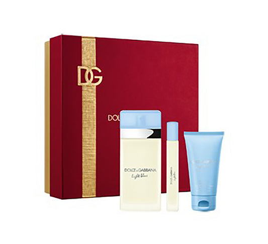 Dolce & Gabbana Light Blue Gift Set for Women – 3.4 oz EDT, 1.7 oz Body Cream, 0.34 oz Travel Spray EDT