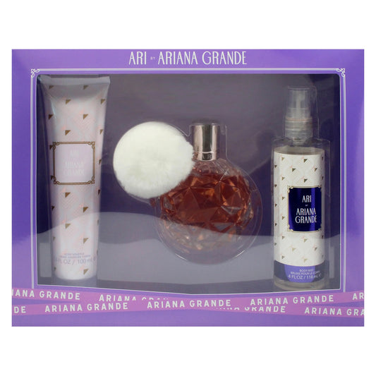 Ariana Grande Ari for Women – 3-Piece Gift Set: 3.4 oz EDP Spray, 4 oz Body Mist, 3.4 oz Body Lotion