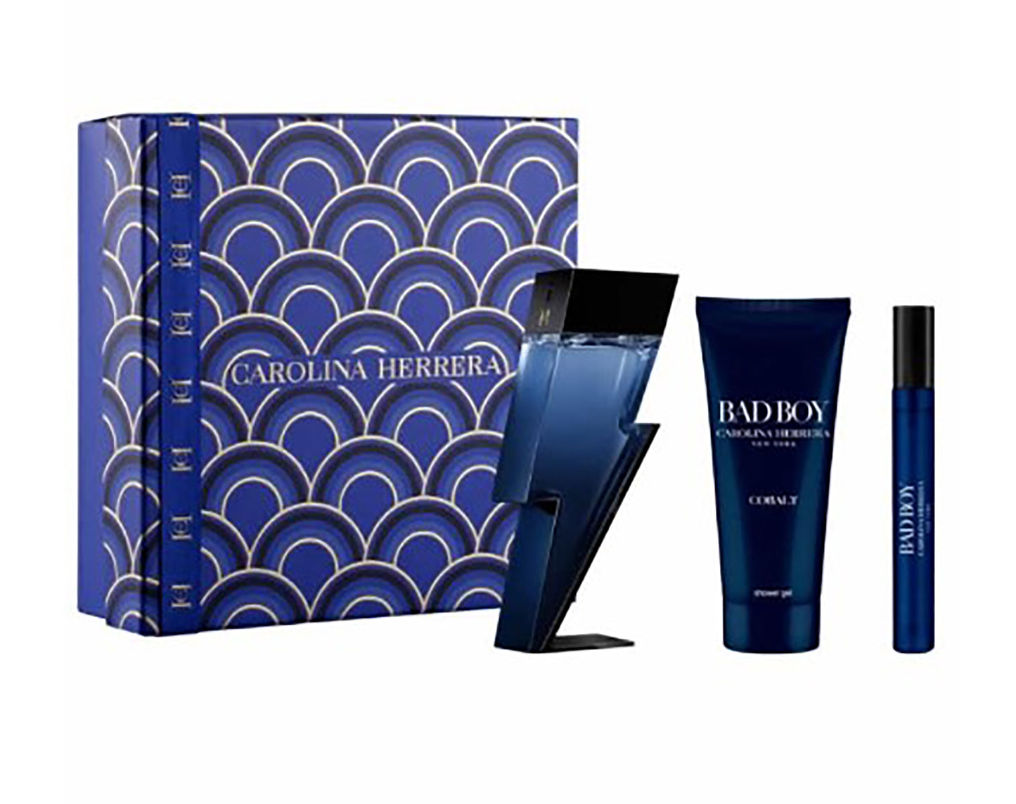 Carolina Herrera Bad Boy Cobalt EDP 3-Piece Gift Set Men: 3.4oz EDP Spray, 3.4oz Shower Gel, 0.34oz EDP Travel Spray